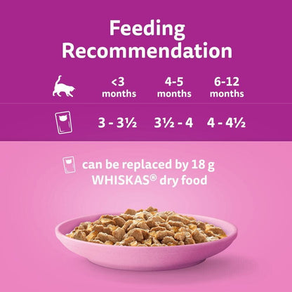 Whiskas Junior Poultry Selection in Jelly 48 x 85 g Pouches, Kitten Cat Food, Pack of 4 (12 x 85 g)