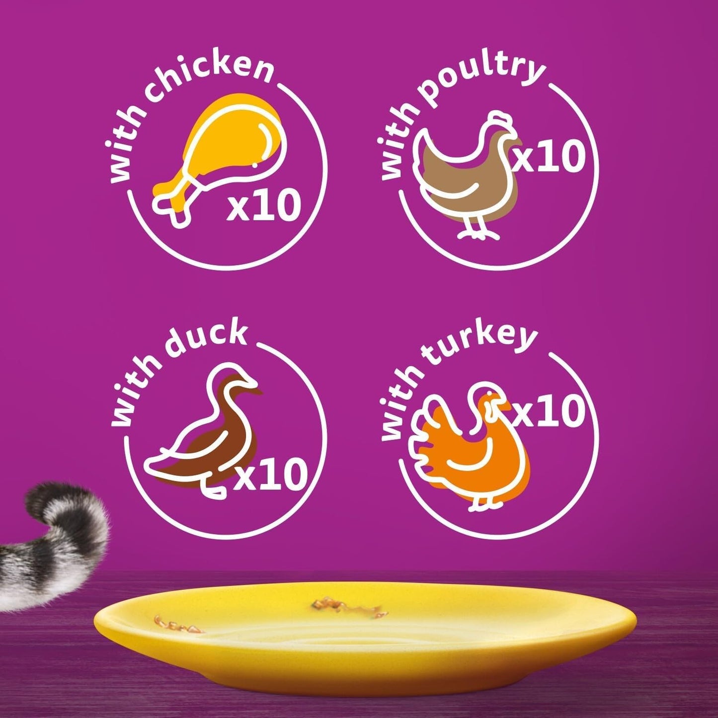 120 x 85g Whiskas 7+ Poultry Feasts Mixed Senior Wet Cat Food Pouches in Jelly